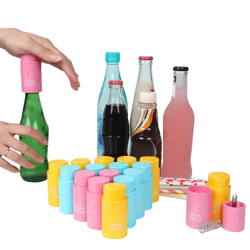 Bottle Opener Tools Drink Punch Mini Water Drill Bottle Opener Bottle Cover Hole Punch Opener For Straw For Party Random Color