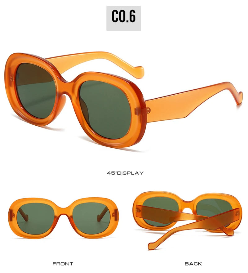 SHAUNA Fashion Oversized Oval Sunglasses Women Retro Trending Men Punk Sun Glasses