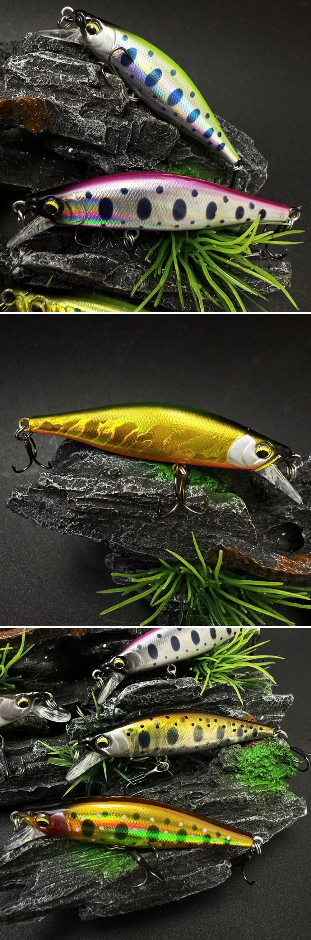 6.3cm 7.7g Fishing Lures Sinking Minnow Wobbler Long Casting Artificial Hard Bait Jerkbait Fishing Accessories Trout Bass MN712