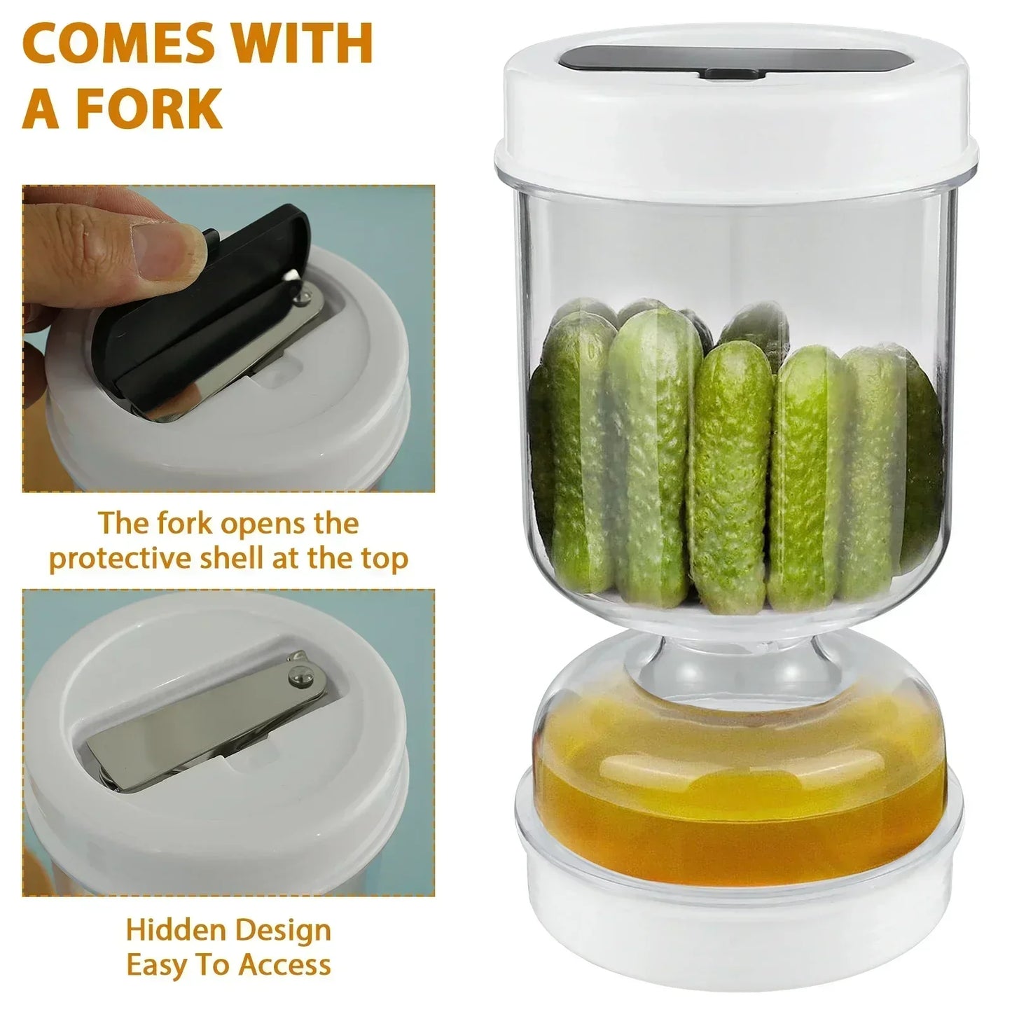 Pickle Jar Pickle Container Pickle and Olive Hourglass Jar Juice Separator Jar with Airtight Lid for Jalapeno Gherkin BPA Free