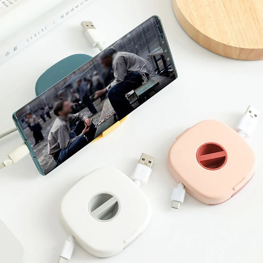 Portable Round USB Cable Winder Small Cable Organizer Rotating Data Cable Organizer Mobile Phone Mobile Charging Cable Winder