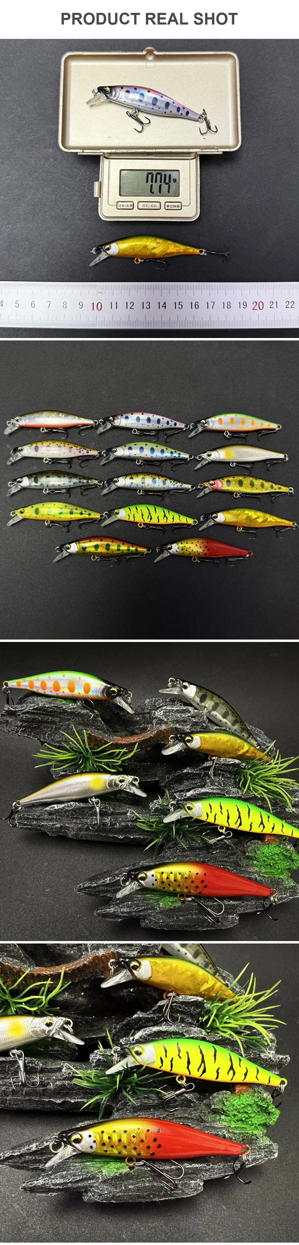 6.3cm 7.7g Fishing Lures Sinking Minnow Wobbler Long Casting Artificial Hard Bait Jerkbait Fishing Accessories Trout Bass MN712