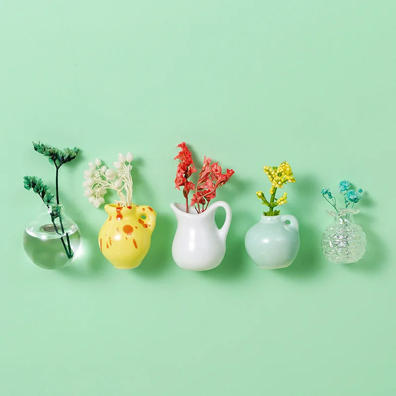 Creative Mini Magnetic Ceramic Flower Vase – DIY Porcelain Insert for Fridge Sticker, Fingertip Decoration &Thoughtful Gift Idea