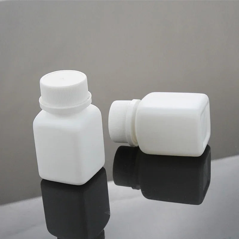 10/20/30/50/100pcs 30cc 30ml Plastic HDPE White Square Pill Bottles Empty Medicine Capsule Tablet Bottle with Tamper Proof Cap