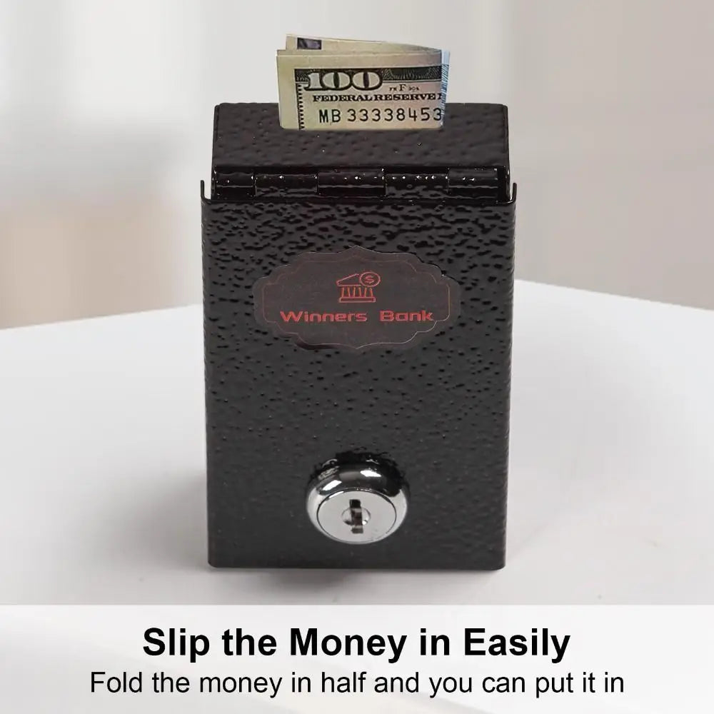 Portable Metal Cash Box with Key Reusable Money Safe Pocket Sized Mini Lock Box