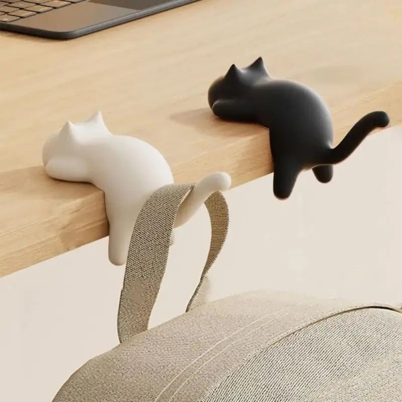 Portable Cute Cat Bag Hook Hanger Table Hook Handbag Backpack Travel Bag Organizer Holder Home Office Decor Desk Side Hooks