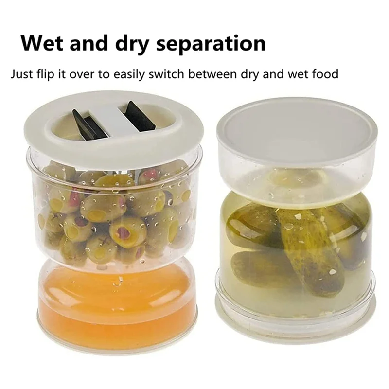 -BABQ 3X Pickle And Olive Hourglass Jar, Pickle Flip Jar Separated From Wet And Dry, Pickle Jar With Strainer Flip, Separator