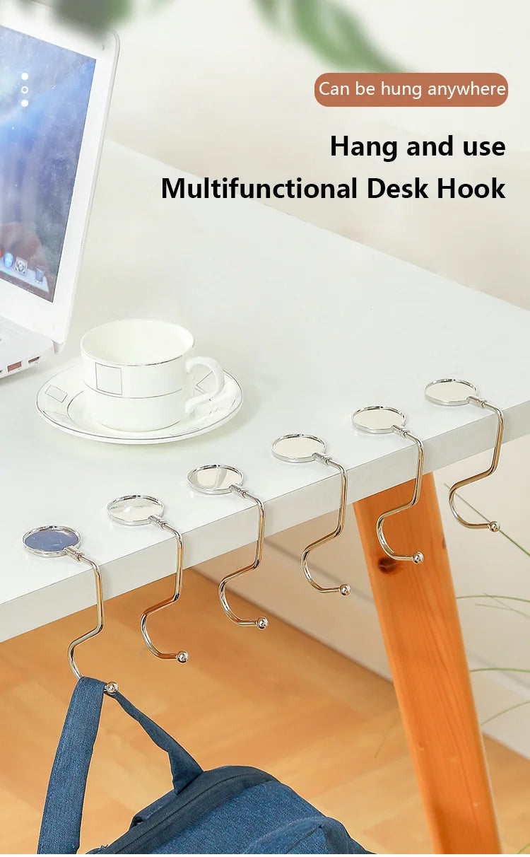 1PCS Portable Folding Bag Hook Hanger Purse Handbag Holders Foldable Table Hook Women Handbag Organizer Office Desk Side hook
