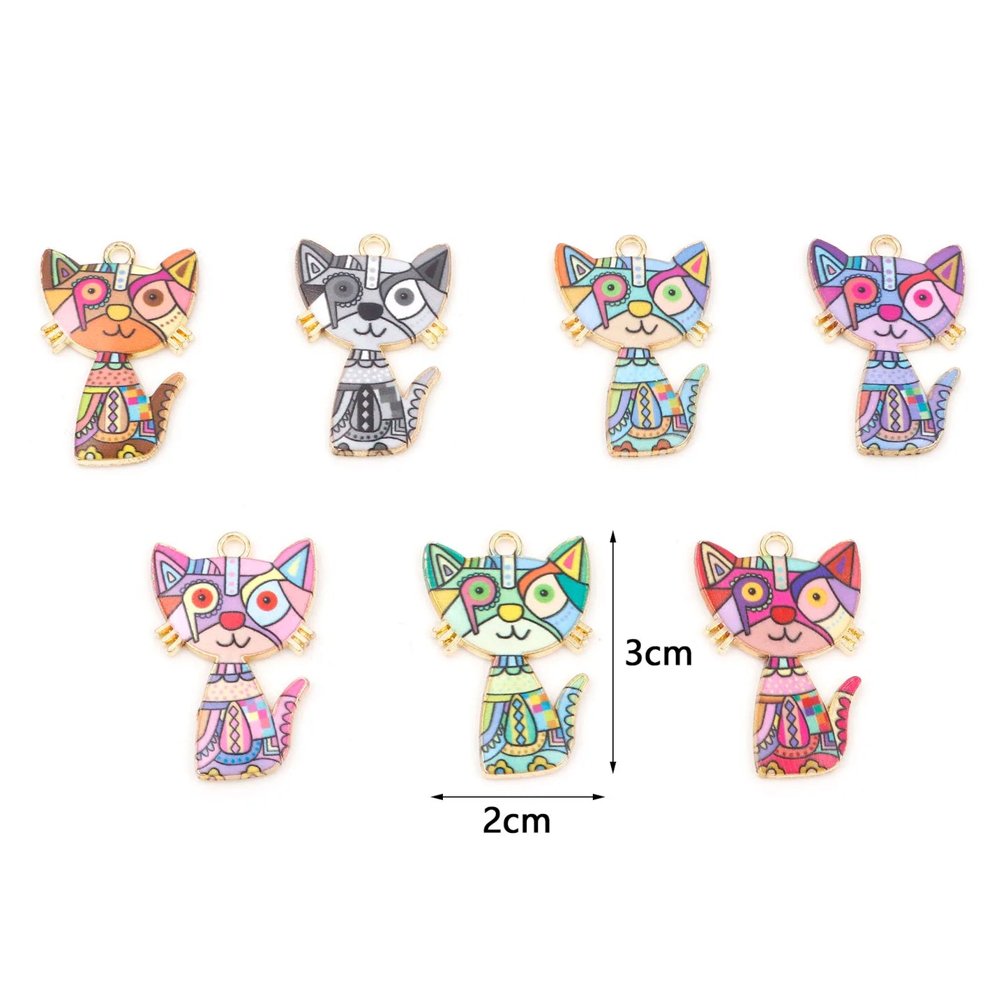 10 PCs Cute Cat Animal Charms Enamel Pendants For DIY Earrings Bracelets Necklaces Jewelry Making Craft Accessories 3cm x 2cm