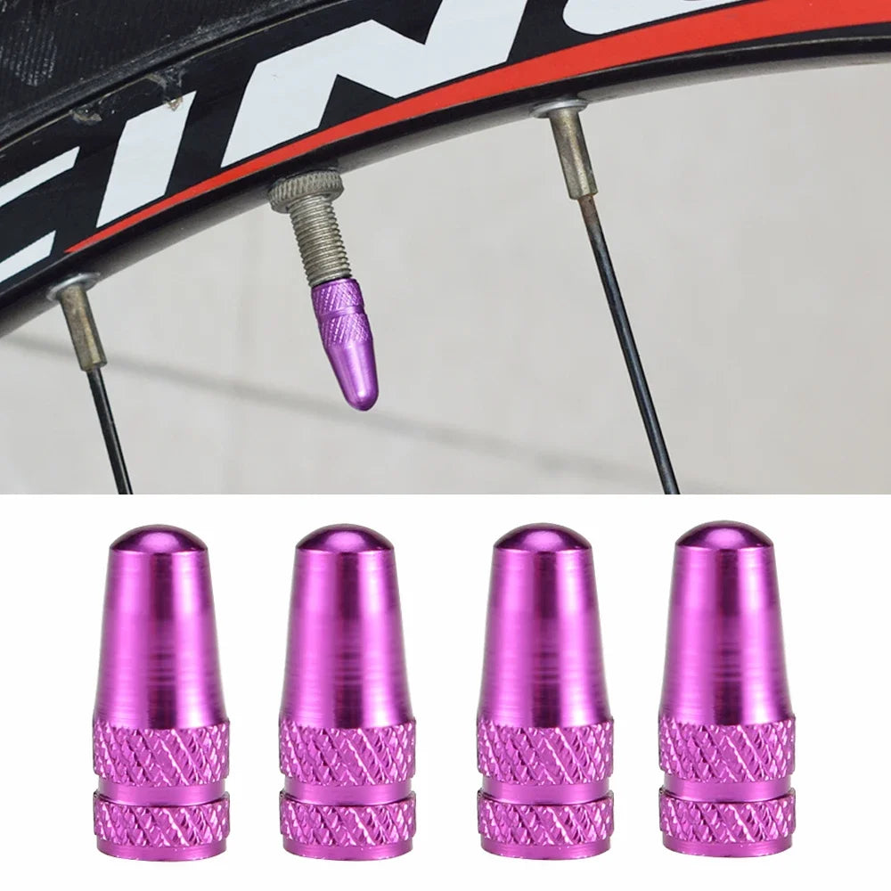 4Pcs Aluminum Alloy Presta Valve Caps for Road MTB Track Racing Bike Tires - French Valve Wheel Tube Tire Wheel Covers