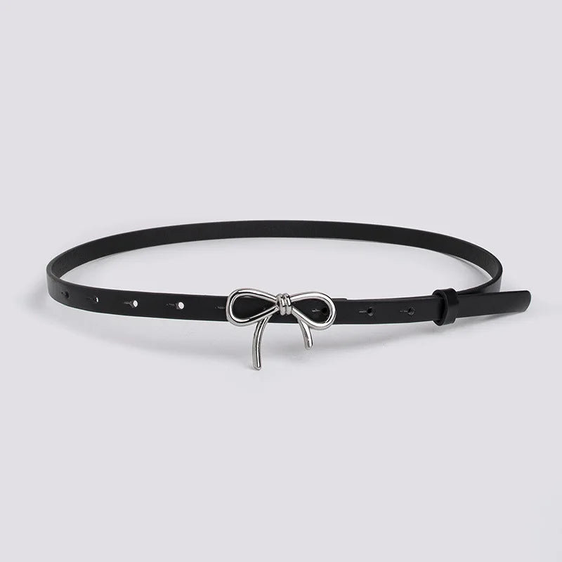 Bow Detail Bowknot Element Versatile Skinny Belt Candy-Colored Belt Trending Accessory