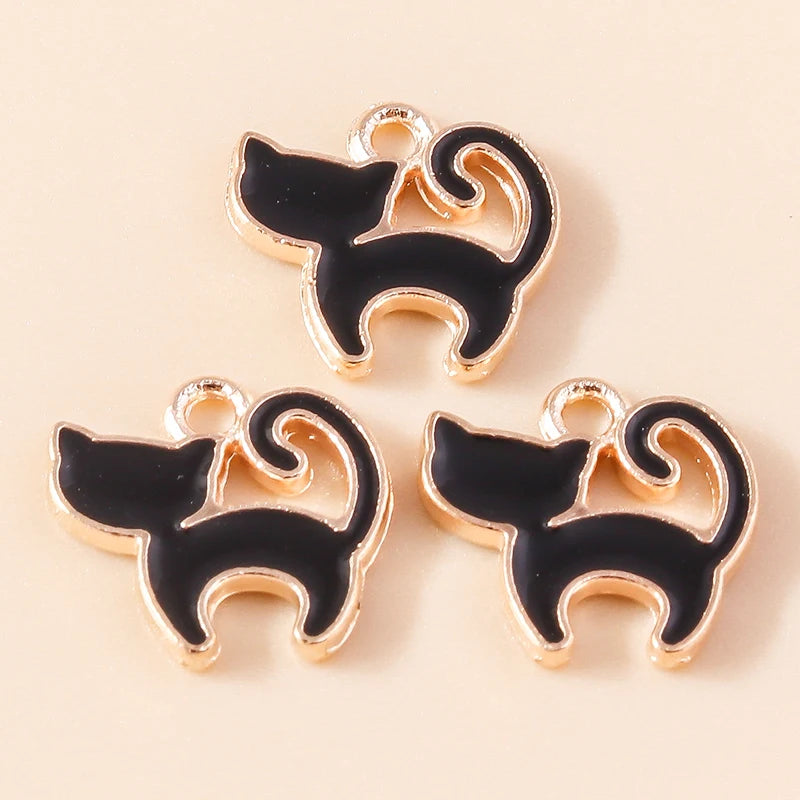 20pcs Cartoon Animal Charms Enamel Cat Charms Pendants for Jewelry Making Drop Earrings Necklaces Bracelets Accessories DIY Gift