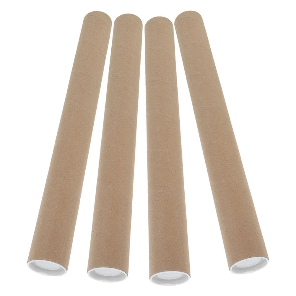 4Pcs Mailing Tubes Kraft Paper Heavy-Duty Round Cardboard Poster Document Transport Protective Shipping Tubes Storage Caps