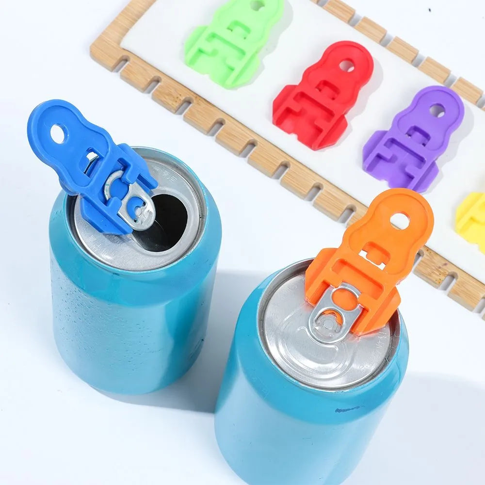 6pcs Simple Plastic Beverage Drink Opener Multicolor with Hole Can Opener Labor-saving Dust Proof Plastic Drink Opener Home Bar