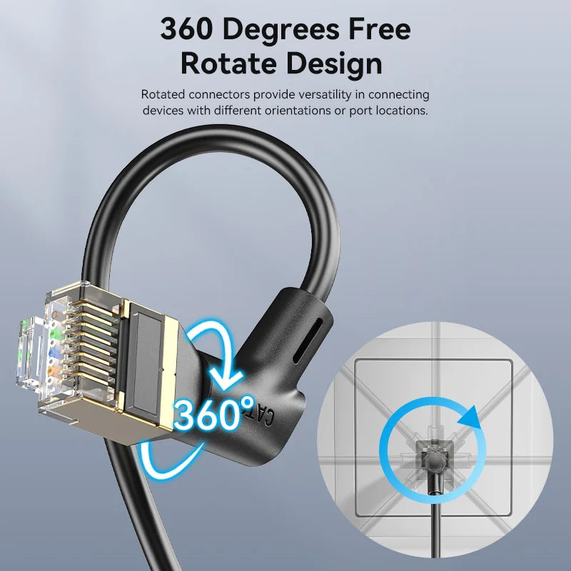 Vention New! 360° Rotate CAT8 Ethernet Cable 40Gbps 2000MHz Networking Double Shield Lan Cord for Laptops PS 4 Router RJ45 Cable