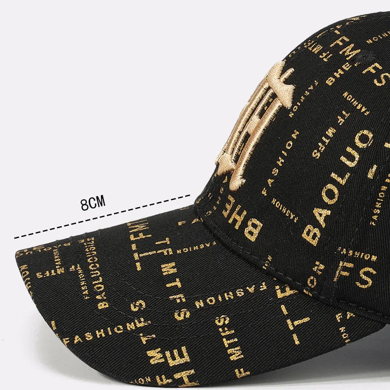 Trending Typography - printed Baseball Cap with Embroidered Logo - A Fashion - forward Headpiece