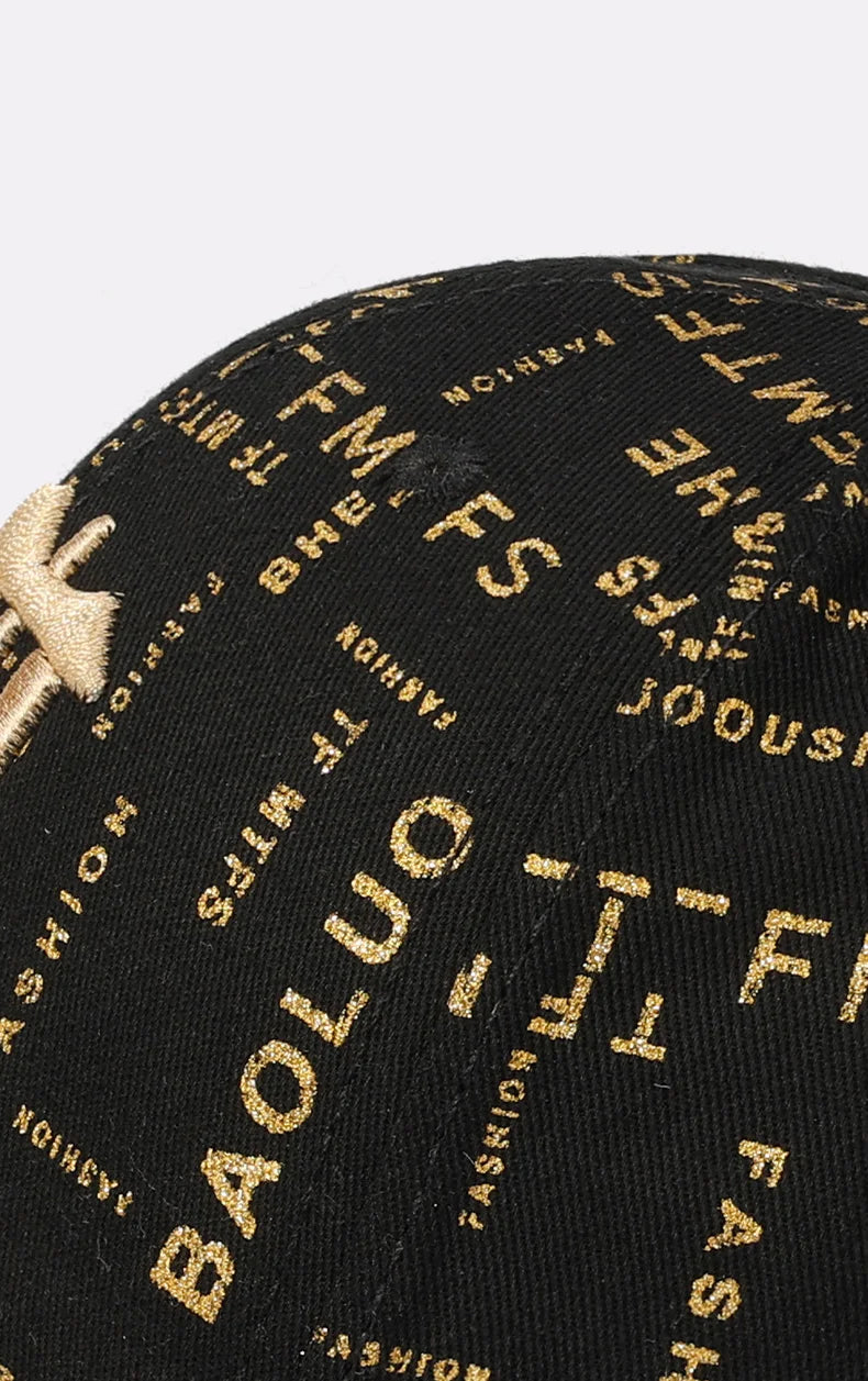 Trending Typography - printed Baseball Cap with Embroidered Logo - A Fashion - forward Headpiece