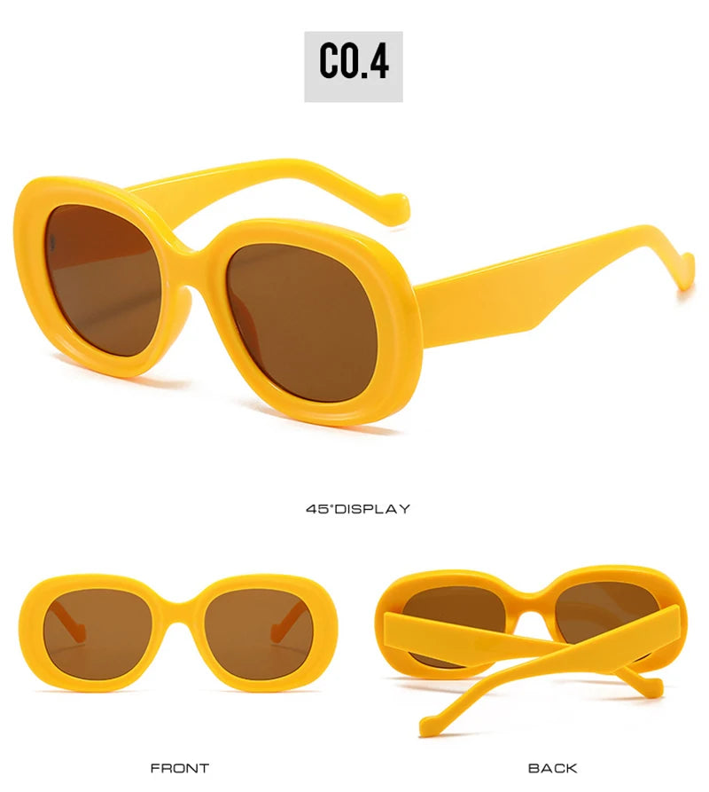SHAUNA Fashion Oversized Oval Sunglasses Women Retro Trending Men Punk Sun Glasses