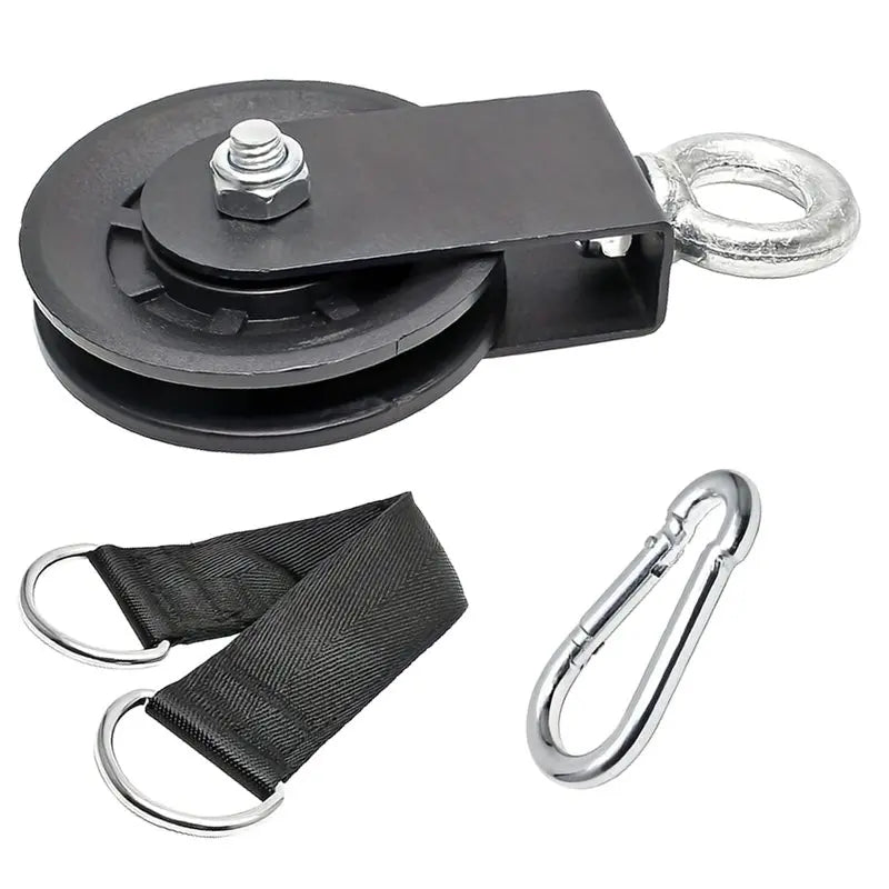 RALCA-Gym Cable Equipment Wheel 360° Rotation Silent Pulley With Hanging Straps& Carabiner Cable Machine DIY Attachment