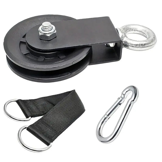 RALCA-Gym Cable Equipment Wheel 360° Rotation Silent Pulley With Hanging Straps& Carabiner Cable Machine DIY Attachment