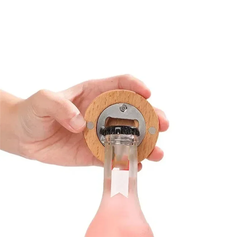-A89Z Opener Solid Wood Round Beer Opener Cocktail Beer Easy To Open The Lid Gadgets Bar Tools