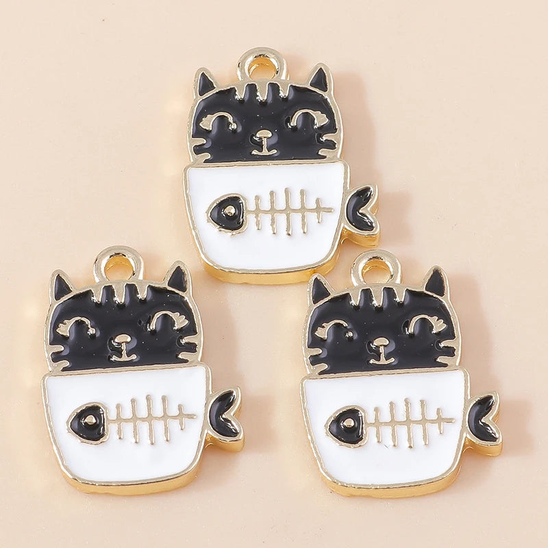20pcs Cartoon Animal Charms Enamel Cat Charms Pendants for Jewelry Making Drop Earrings Necklaces Bracelets Accessories DIY Gift