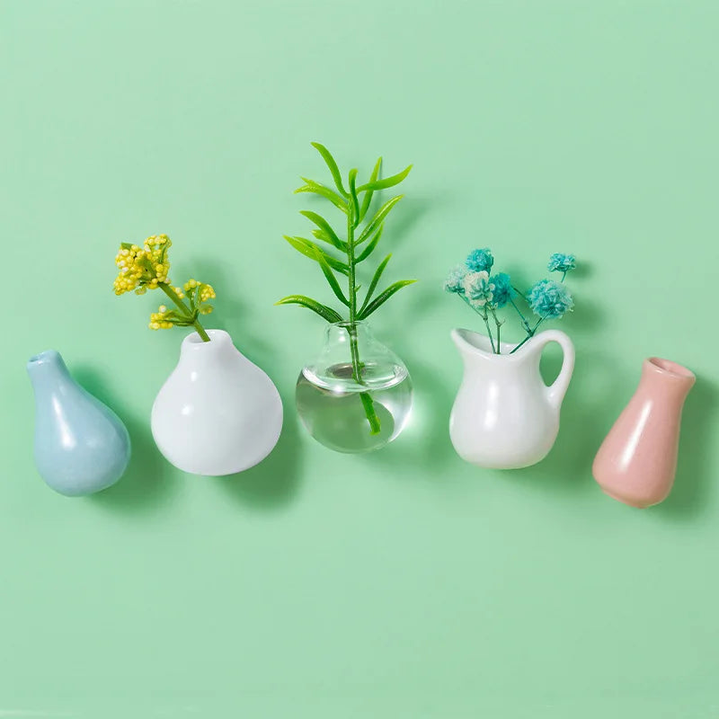 Creative Mini Magnetic Ceramic Flower Vase – DIY Porcelain Insert for Fridge Sticker, Fingertip Decoration &Thoughtful Gift Idea