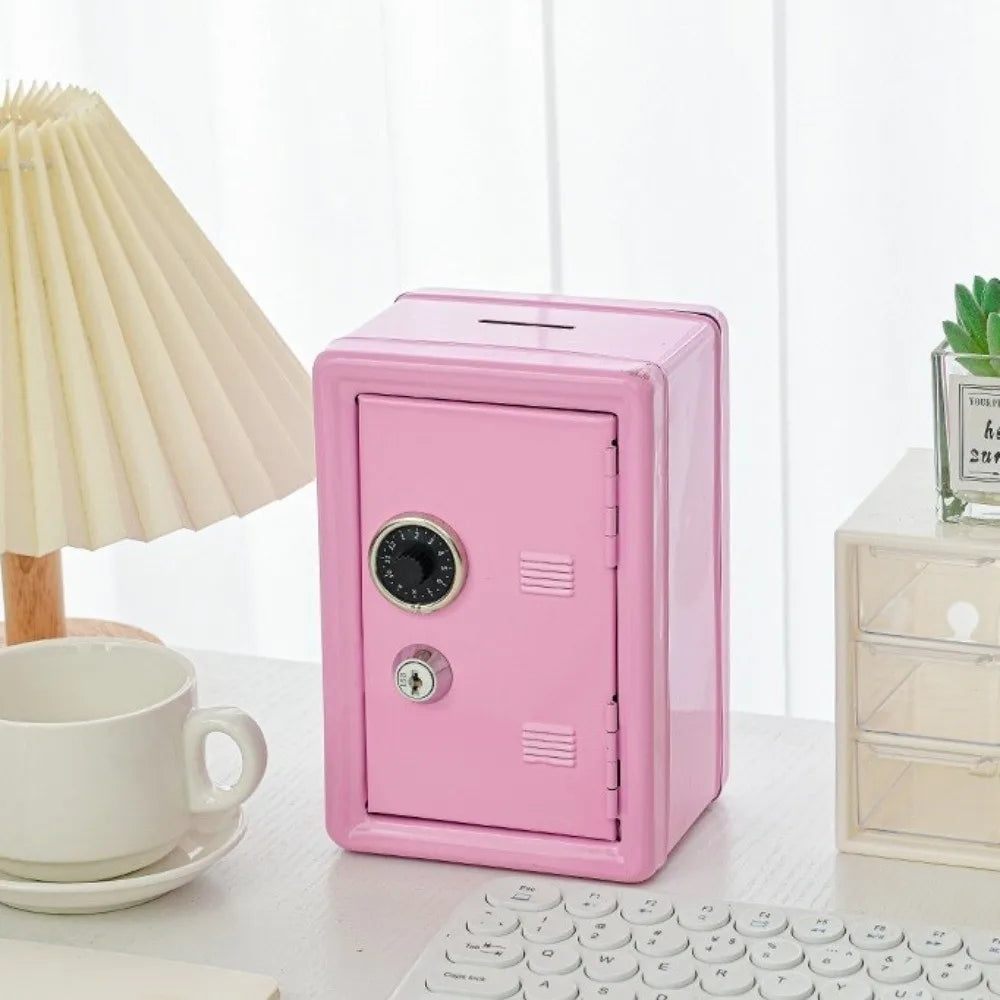 Portable Password Lock Mini Safe Box Anti-Theft Metal Piggy Bank Cabinet Strongbox Valuables Security