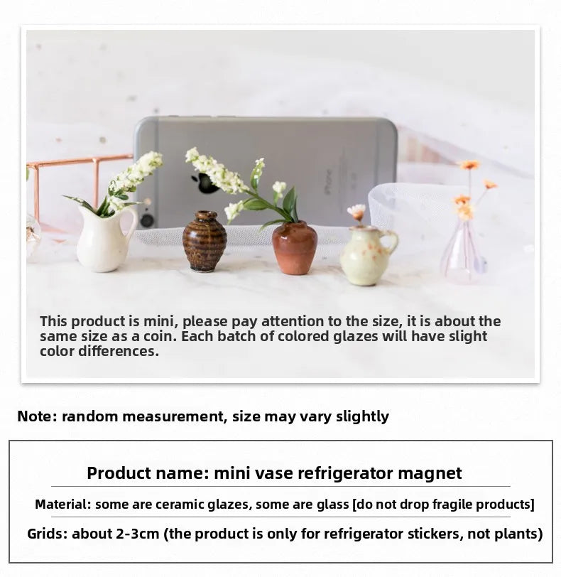 Creative Mini Magnetic Ceramic Flower Vase – DIY Porcelain Insert for Fridge Sticker, Fingertip Decoration &Thoughtful Gift Idea