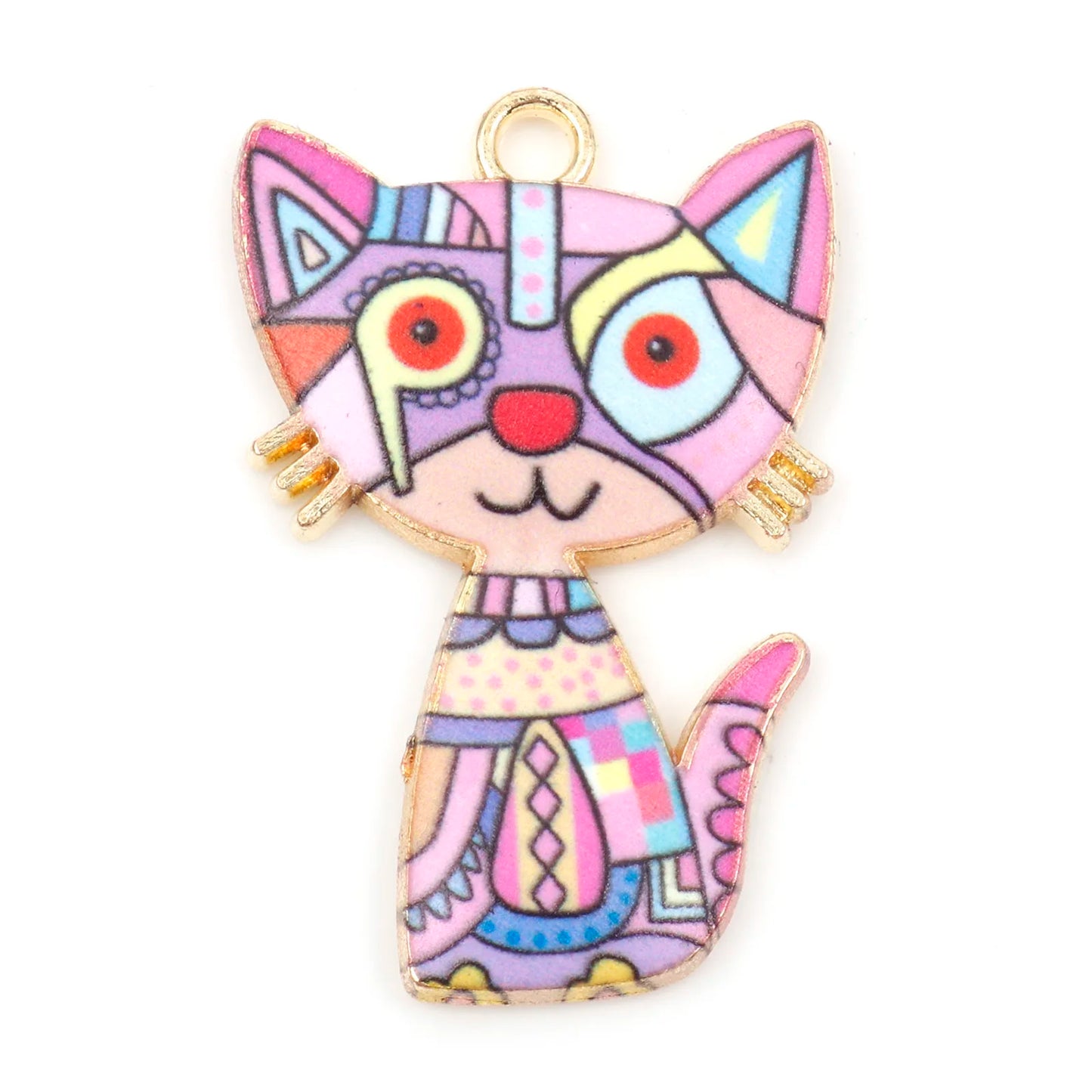 10 PCs Cute Cat Animal Charms Enamel Pendants For DIY Earrings Bracelets Necklaces Jewelry Making Craft Accessories 3cm x 2cm