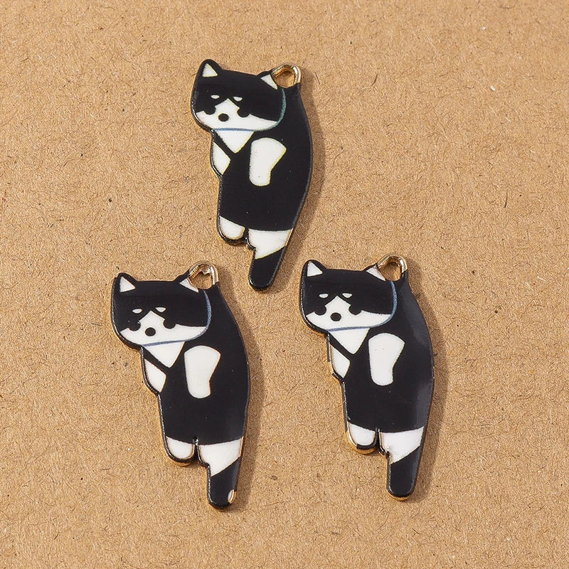 10pcs Cute Enamel Cartoon Animal Cat Charms Pendants for Necklace Earrings DIY Bracelet Handmade Jewelry Making Accessories
