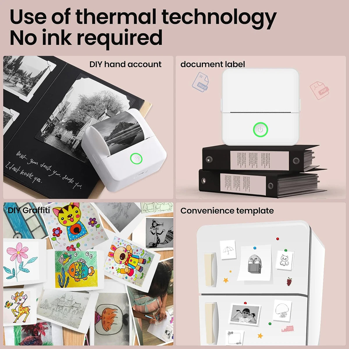 Wireless Mini Thermal Printer Wireless Mini Thermal Printer, Portable Label Maker, 200dpi High Resolution, USB Rechargeable