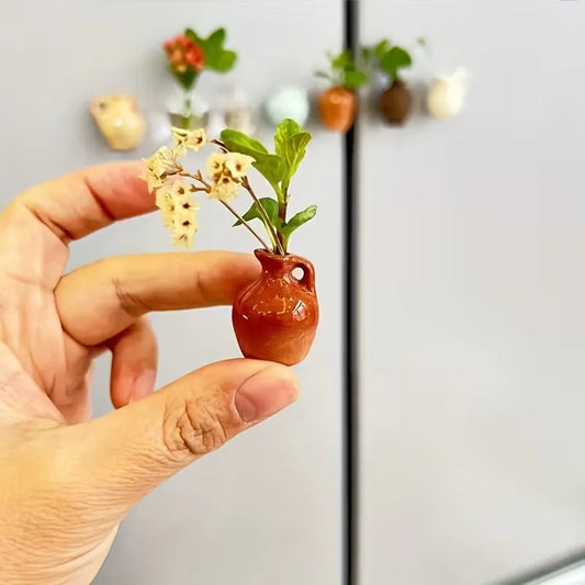 8 Mini Magnetic Vases-for Decorative Small Fridge Magnets Ideal for Kitchens,Offices and Lockers,Vase Decorations(Random Style)