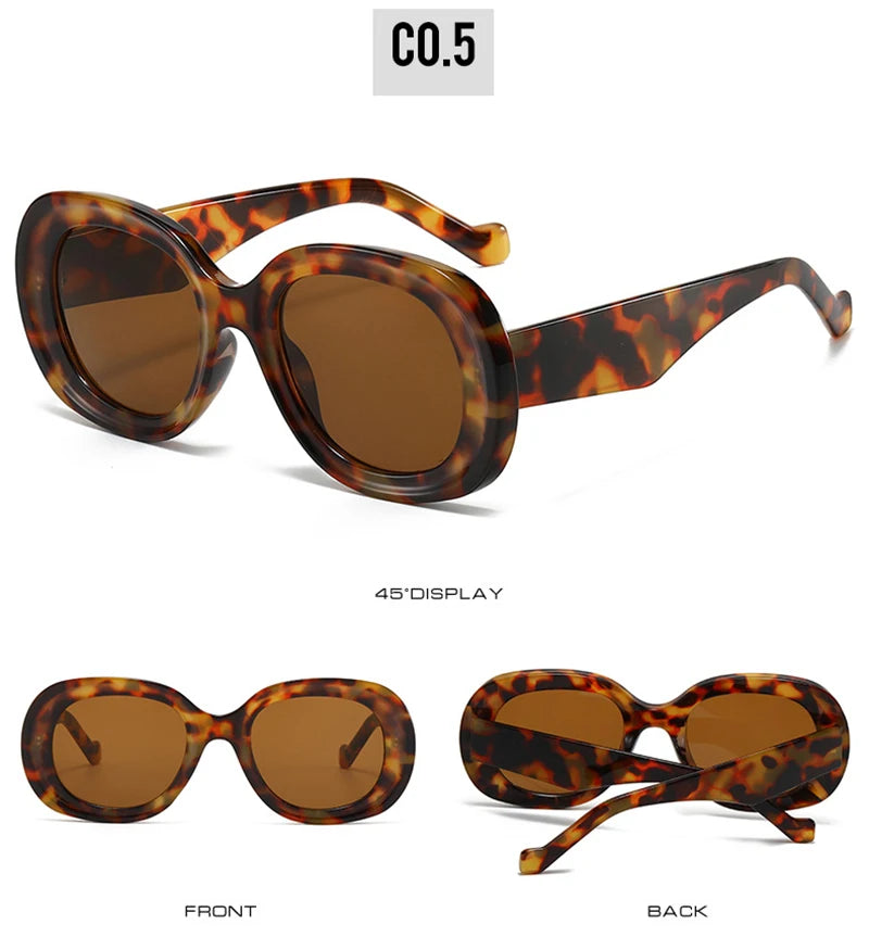SHAUNA Fashion Oversized Oval Sunglasses Women Retro Trending Men Punk Sun Glasses