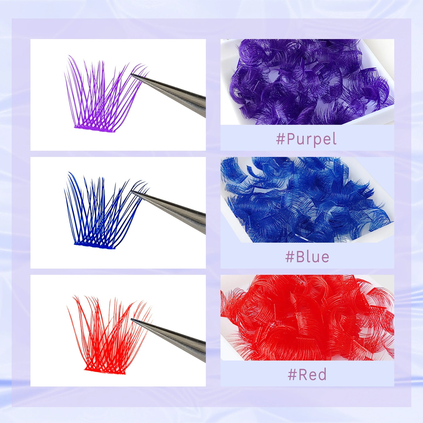 144pcs Colored Loose Lash Segmented Cluster Individual Russian Wispy C/D Curl Cluster Lashes Extension DIY At Home