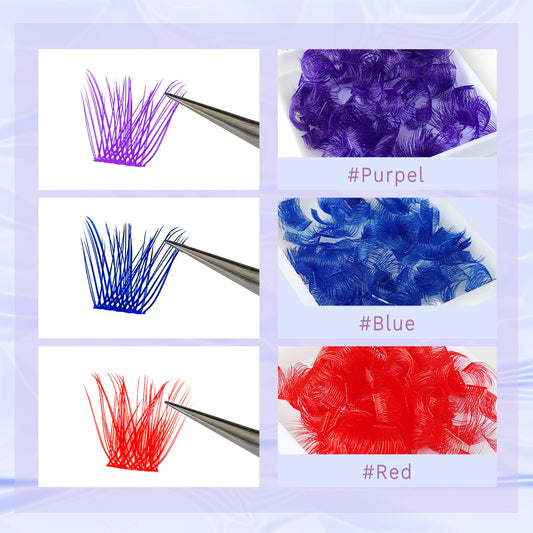 144pcs Colored Loose Lash Segmented Cluster Individual Russian Wispy C/D Curl Cluster Lashes Extension DIY At Home
