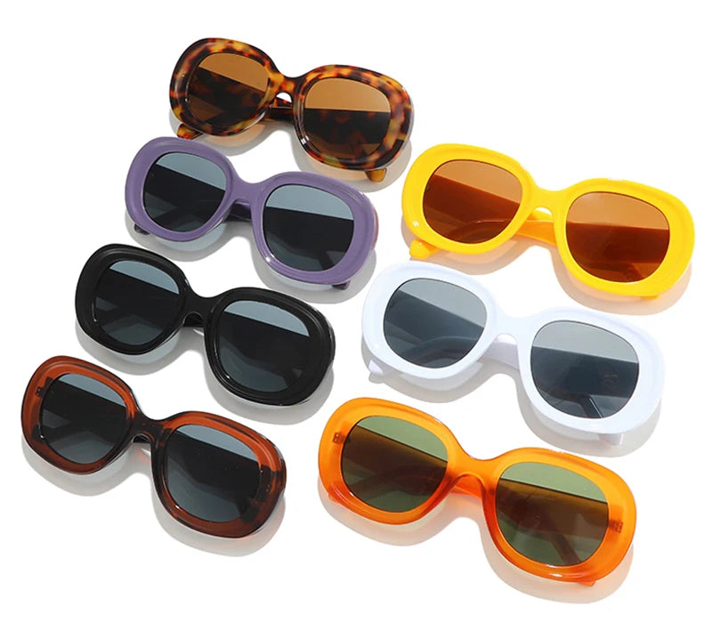 SHAUNA Fashion Oversized Oval Sunglasses Women Retro Trending Men Punk Sun Glasses