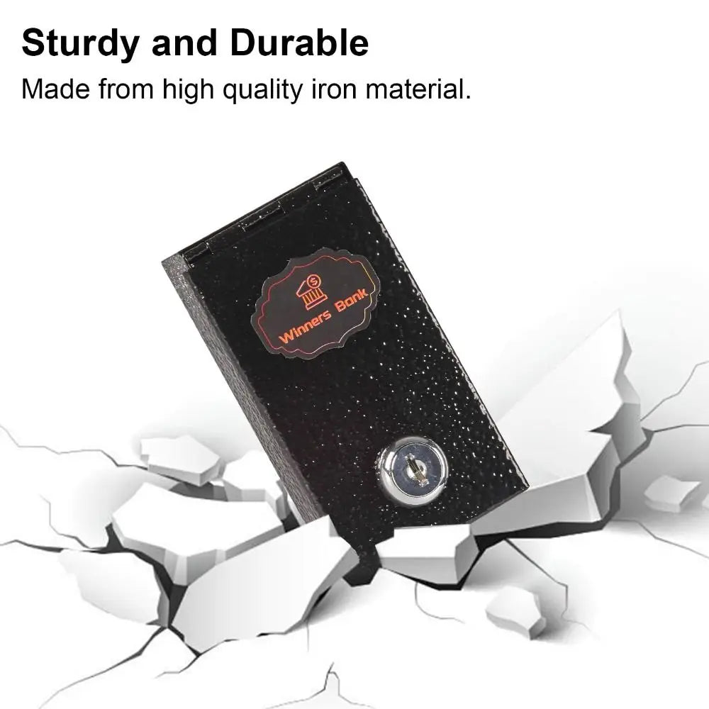 Portable Metal Cash Box with Key Reusable Money Safe Pocket Sized Mini Lock Box