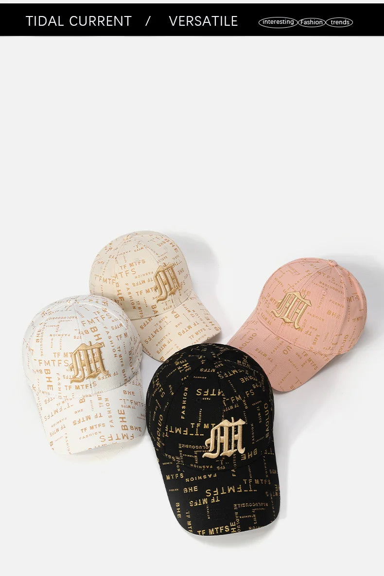 Trending Typography - printed Baseball Cap with Embroidered Logo - A Fashion - forward Headpiece