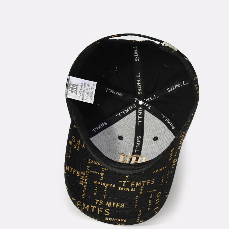 Trending Typography - printed Baseball Cap with Embroidered Logo - A Fashion - forward Headpiece