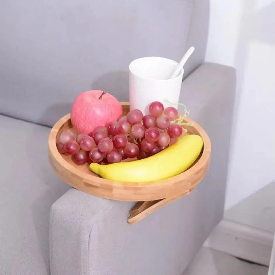 Sofa Tray Table Sofa Armrest Clip-On Tray Natural Bamboo Sofa Trays Practical TV Snack Trays For Remote Control Coffee Snacks