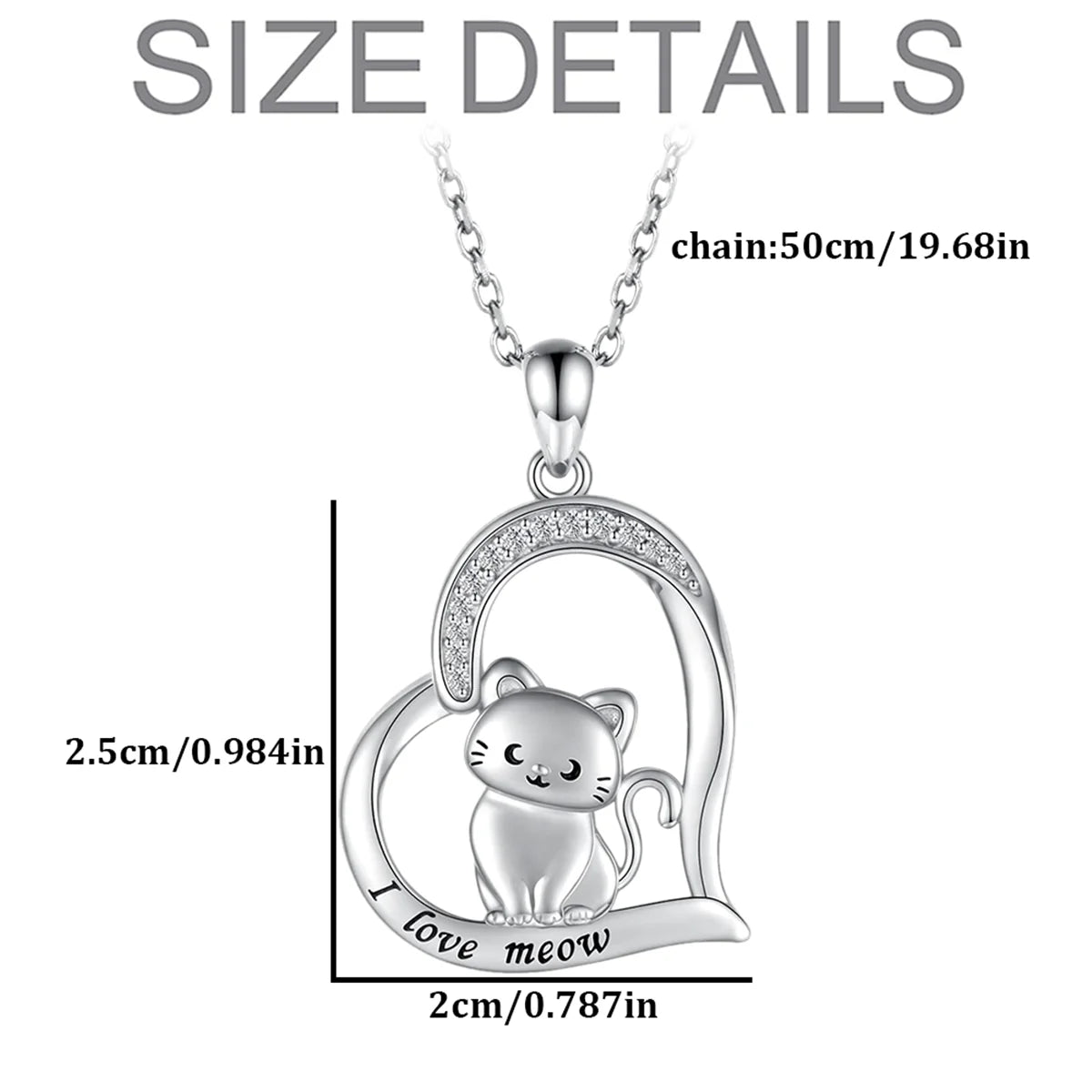 Exquisite Cartoon Heart Shaped Crescent Eye Cat Pendant Necklace for Women Cute Meow Animal Jewelry Accessories Birthday Gift