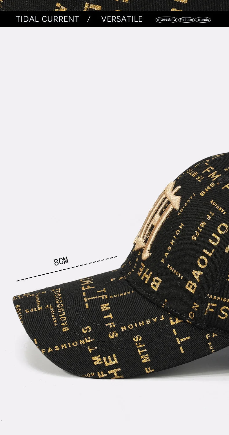 Trending Typography - printed Baseball Cap with Embroidered Logo - A Fashion - forward Headpiece