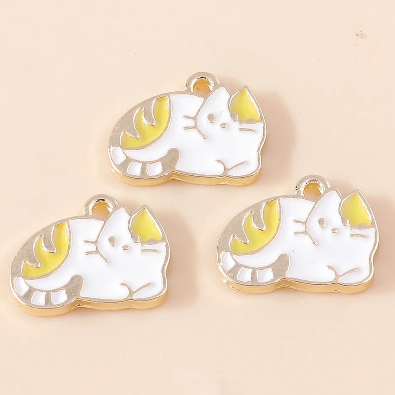 20pcs Cartoon Animal Charms Enamel Cat Charms Pendants for Jewelry Making Drop Earrings Necklaces Bracelets Accessories DIY Gift