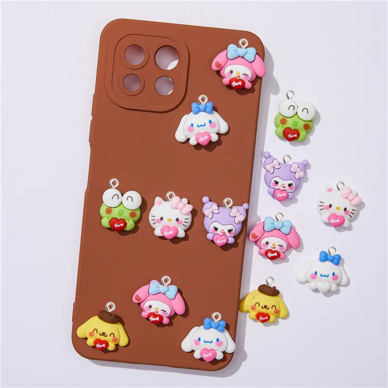 10Pcs Cartoon Dog Cat Animal Charm Pendants Earring Necklace Jewelry Accessories Car Keychain Friend Gift DIY Handmade Ornaments