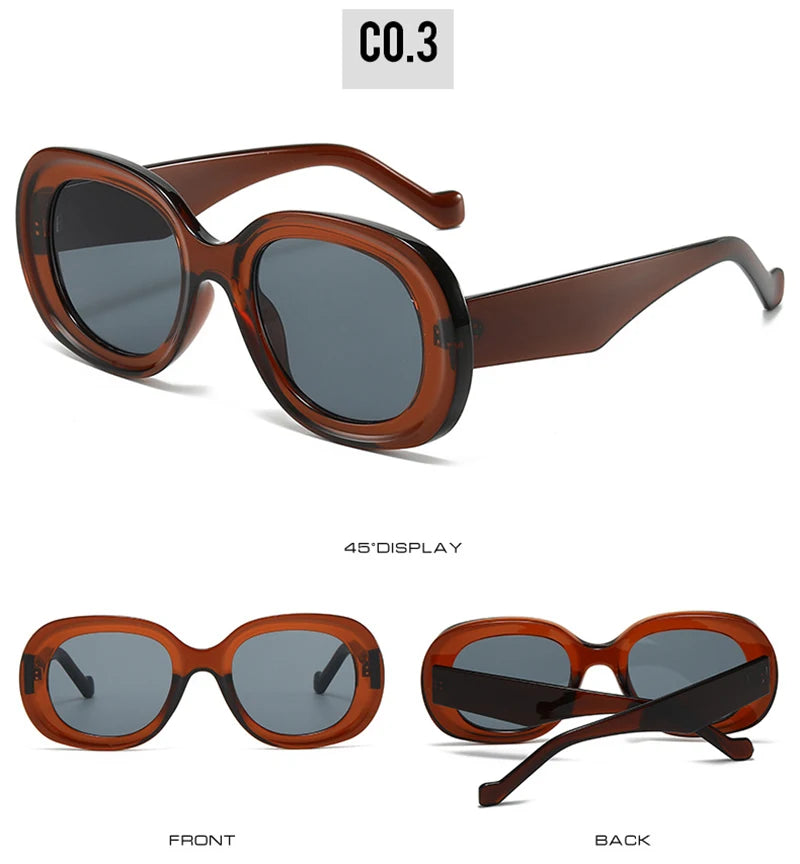 SHAUNA Fashion Oversized Oval Sunglasses Women Retro Trending Men Punk Sun Glasses