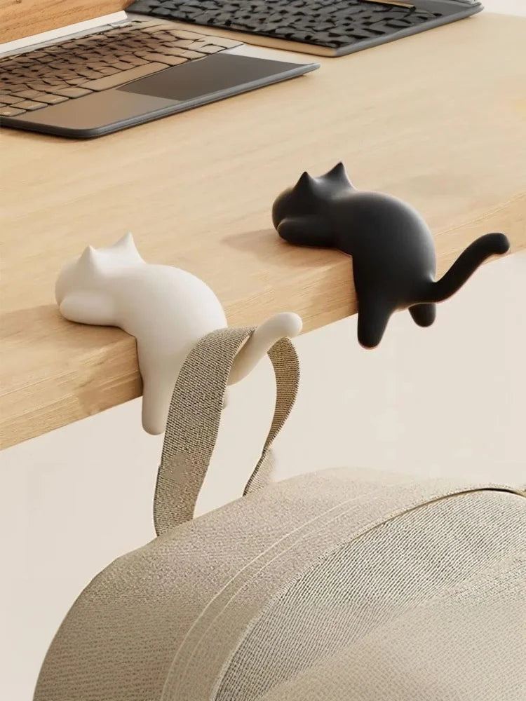 Cute Portable Cat Bag Hook Hanger Table Hook Handbag Backpack Travel Bag Organizer Holder Home Office Decor Desk Side Hooks