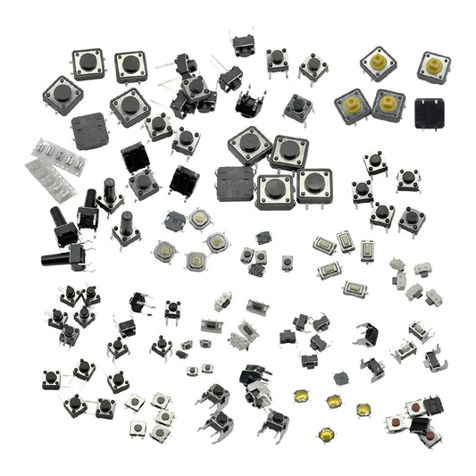 125Pcs 25 Types Micro Tact Push Button Switch Assorted Kit SMD DIP 2*4 3*6 4*4 6*6 12*12 Reset Mini Leaf Switches for Arduin