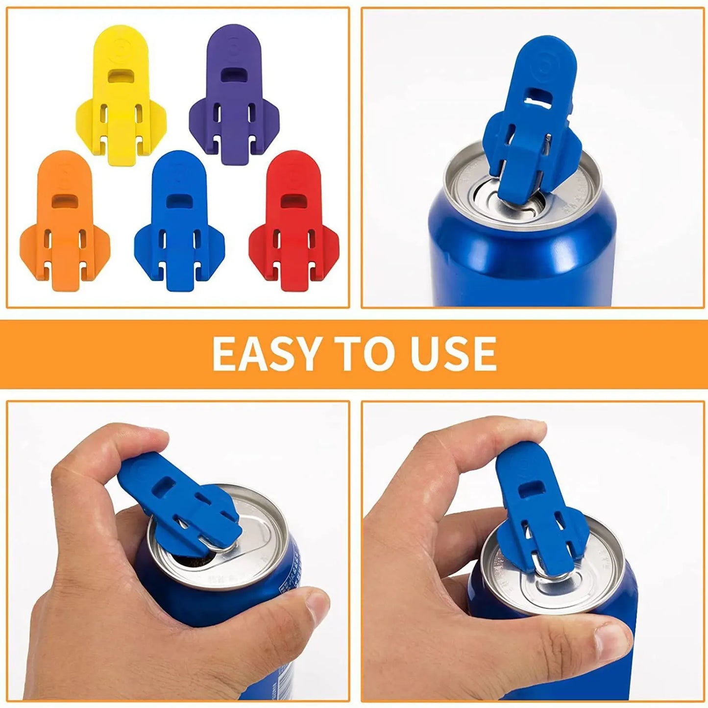 6pcs Sodas Can Opener Manual Reusable Opener for Coke Beer Soda Drink Aluminum Beverage Can Top Ring Opener Tools Easy to Use