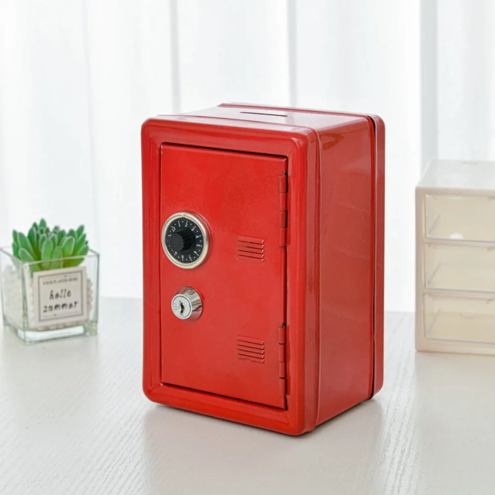 Portable Password Lock Mini Safe Box Anti-Theft Metal Piggy Bank Cabinet Strongbox Valuables Security